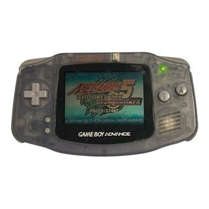 Nintendo Game Boy Advance GBA Glacier Clear & Megaman 5 Game Bundle